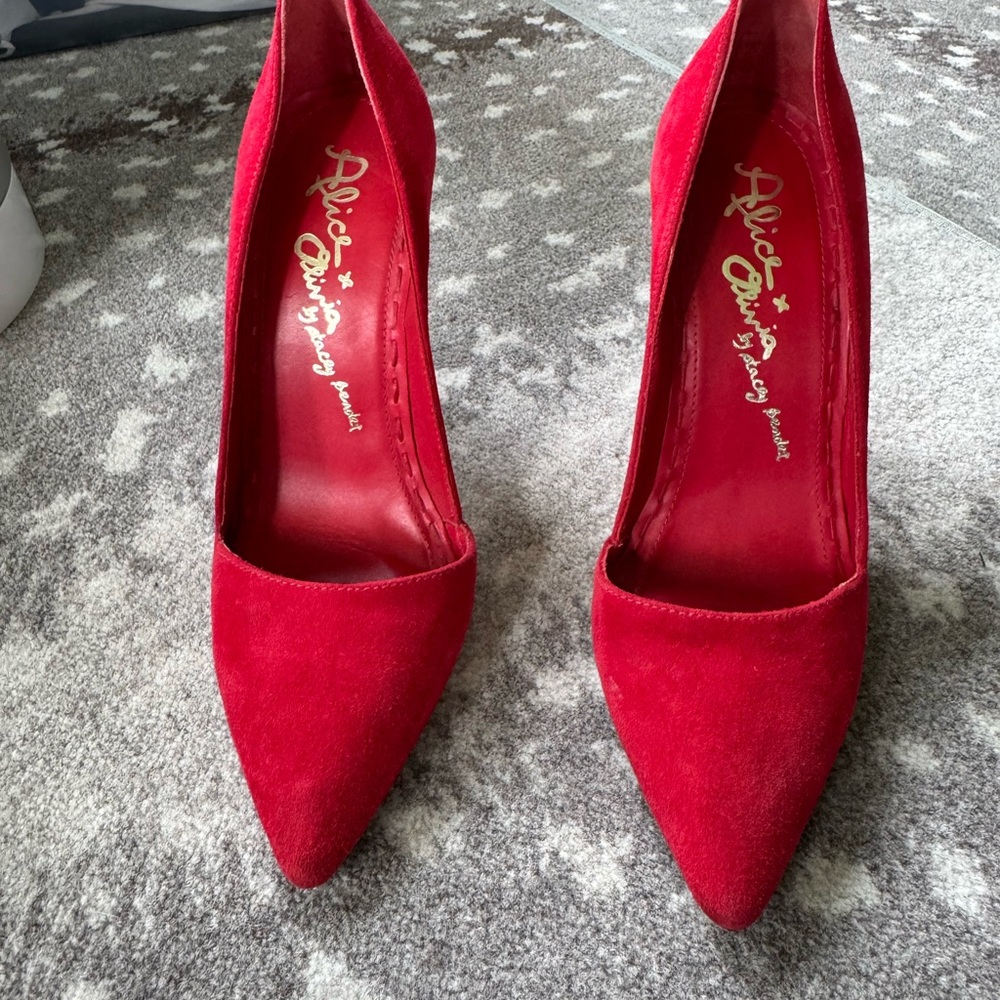 Red Suede Alice + Olivia Pumps